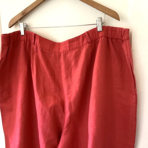 Emma James Linen Blend Capri Pants Women’s Plus 24W Coral Pink Flat Front Summer - Picture 9 of 13
